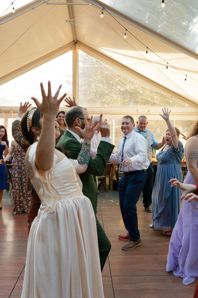 A bride dances at her hood river wedding reception 