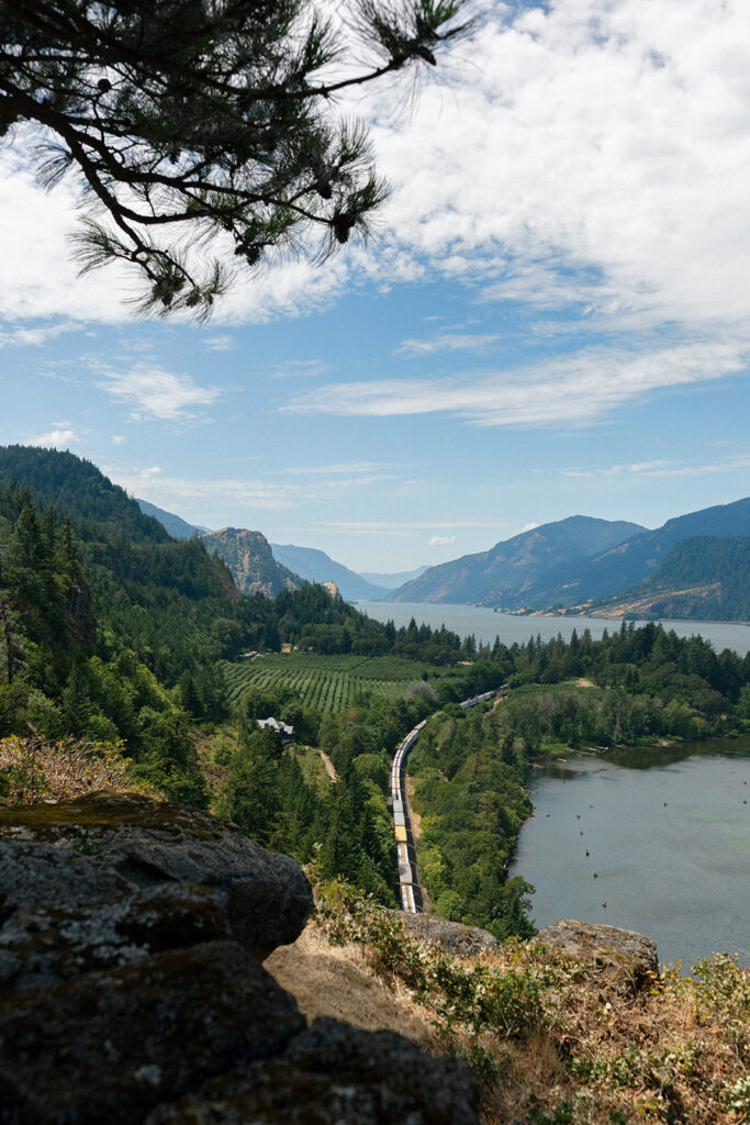 A photo depicts the stunning views of Columbia River Gorge taken from griffin house hood river