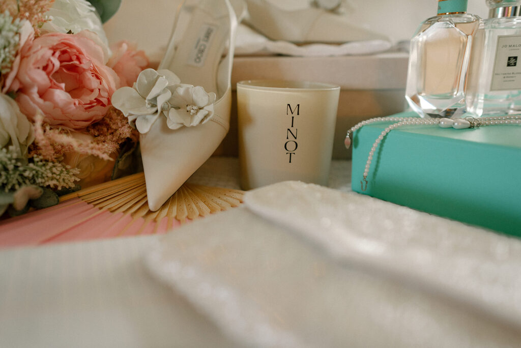 Bridal details are shown in a photo taken at a barker tavern wedding in Scituate, MA.