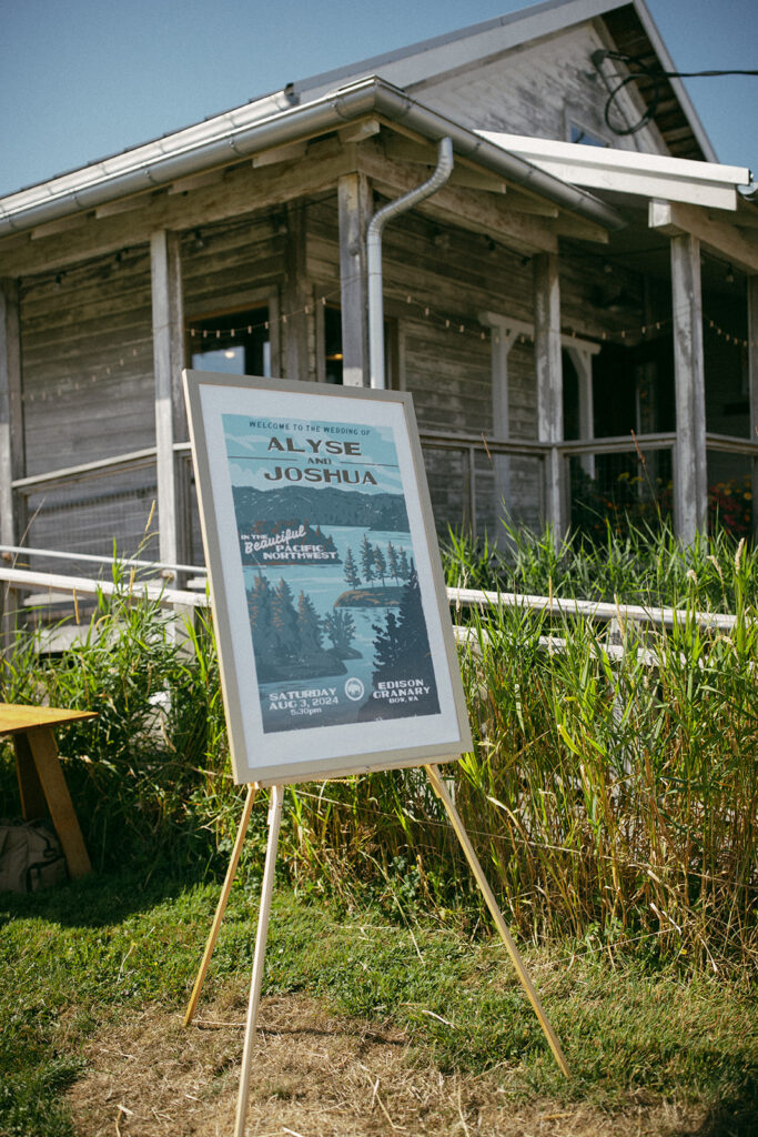 Summer camp themed wedding decor is photographed in Edison WA 